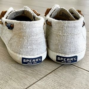 Sperry Tan and White Top Siders
